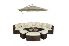 Monaco Rattan Garden Furniture [Semi Circle Sofa Set] Parasol