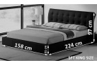 Fabio 5ft King Size Faux Black Leather Designer Bed - Dimensions