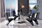 Roma Black Glass Dining Table with 4 Zed Designer Dining Chairs [Black]