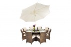 Arizona Rattan Garden Furniture [8 Seat Dining Set with Round Table] With Umbrella