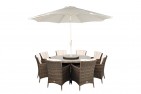 Savannah Rattan Garden Furniture [8 Seat Dining Set Plus Back Cushion]