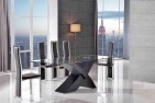 Valencia Black 160cm Wood and Glass Dining Table with 4 Elsa Designer Dining Chairs [Black]