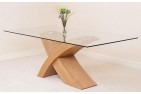 Valencia Oak 200cm Wood and Glass Dining Table