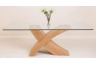 Valencia Oak 200cm Wood and Glass Dining Table - Side On