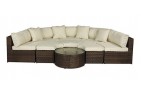 Monaco Rattan Garden Furniture [Semi Circle Sofa Set] no parasol