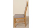Side Angle Stanford Solid Oak Dining Chair [Light Oak and Grey Fabric]