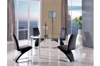 Torino Designer 74cm-120cm Extending Dining Table with 4 Zed Designer Dining Chairs [Black]
