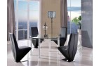 Torino Designer 74cm-120cm Extending Dining Table with 4 Rita Designer Dining Chairs [Black]
