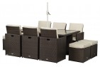 Front of Giardino Rattan Garden Furniture [6 Seat Cube Dining Set Plus Umbrella]