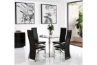 Target Round Glass and Steel 80cm Dining Table with 2 Alisa Dining Chair [Black]