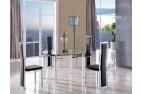 Torino Designer 74cm-120cm Extending Dining Table with 6 Elsa Designer Dining Chairs [Black] 