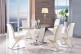 Valentino Glass and Steel Designer Dining Table with 6 Zed Designer Dining Chairs [Ivory]