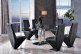 Roma Black Glass Dining Table with 6 Rita Designer Dining Chairs [Black]