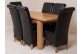 Hampton Solid Oak 120-160cm Extending Dining Table with 6 Montana Dining Chairs [Black Leather]