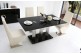 Vienna Black Glass 160cm Dining Table with 6 Zed Designer Dining Chairs [Ivory]