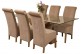 Valencia Oak 200cm Wood and Glass Dining Table with 6 Montana Dining Chairs [Beige Fabric]