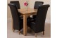 Oslo Solid Oak Dining Table with 4 Montana Dining Chairs [Black Leather]