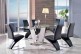 Valentino Glass and Steel Designer Dining Table with 6 Zed Designer Dining Chairs [Black]