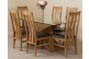 Valencia Oak 160cm Wood and Glass Dining Table with 6 Princeton Solid Oak Dining Chairs [Light Oak and Brown Leather]