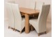 Hampton Solid Oak 120-160cm Extending Dining Table with 6 Lola Dining Chairs [Ivory Leather]