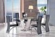 Valentino Glass and Steel Designer Dining Table with 6 Alisa Dining Chair [Black]