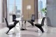Naples Glass and Polished Steel Dining Table with 4 Zed Designer Dining Chairs [Black]