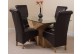 Valencia Oak 160cm Wood and Glass Dining Table with 4 Montana Dining Chairs [Brown Leather]