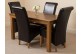 French Chateau Rustic Solid Oak 150cm Dining Table with 4 Montana Dining Chairs [Black Leather]