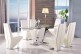 Valentino Glass and Steel Designer Dining Table with 6 Rita Designer Dining Chairs [Ivory]