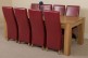 Kuba Solid Oak 220cm Dining Table with 8 Lola Dining Chairs [Burgundy Leather]