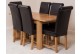 Hampton Solid Oak 120-160cm Extending Dining Table with 6 Washington Dining Chairs [Brown Leather]