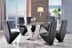 Valentino Glass and Steel Designer Dining Table with 6 Rita Designer Dining Chairs [Black]