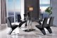 Roma Black Glass Dining Table with 6 Zed Designer Dining Chairs [Black]