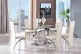 Channel Glass and Polished Steel Dining Table with 6 Alisa Dining Chair [Ivory]