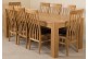 Kuba Solid Oak 220cm Dining Table with 8 Harvard Solid Oak Dining Chairs [Light Oak and Brown Leather]