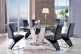 Valentino Glass and Steel Designer Dining Table with 4 Zed Designer Dining Chairs [Black]