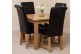Oslo Solid Oak Dining Table with 4 Washington Dining Chairs [Black Leather]
