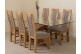 Valencia Oak 200cm Wood and Glass Dining Table with 6 Stanford Solid Oak Dining Chairs [Light Oak and Grey Fabric]