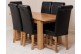 Hampton Solid Oak 120-160cm Extending Dining Table with 6 Washington Dining Chairs [Black Leather]