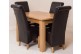 Hampton Solid Oak 120-160cm Extending Dining Table with 4 Montana Dining Chairs [Brown Leather]