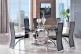 Channel Glass and Polished Steel Dining Table with 4 Alisa Dining Chair [Black]