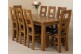 French Chateau Rustic Solid Oak 180cm Dining Table with 8 Yale Solid Oak Dining Chairs [Rustic Oak and Brown Leather]