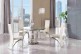 Naples Glass and Polished Steel Dining Table with 4 Alisa Dining Chair [Ivory]