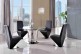 Naples Glass and Polished Steel Dining Table with 4 Rita Designer Dining Chairs [Black]