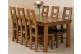 French Chateau Rustic Solid Oak 180cm Dining Table with 6 Yale Solid Oak Dining Chairs [Rustic Oak and Brown Leather]