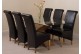 Valencia Oak 200cm Wood and Glass Dining Table with 6 Montana Dining Chairs [Black Leather]