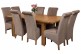 Seattle Solid Oak 150cm-210cm Extending Dining Table with 8 Montana Dining Chairs [Beige Fabric]