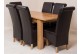Hampton Solid Oak 120-160cm Extending Dining Table with 6 Montana Dining Chairs [Brown Leather]