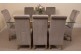 Valencia Oak 200cm Wood and Glass Dining Table with 8 Montana Dining Chairs [Grey Fabric]