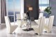 Roma Black Glass Dining Table with 4 Rita Designer Dining Chairs [Ivory]